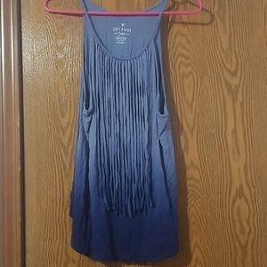 American Eagle Blue Fringe Tank Top